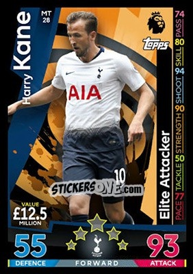 Sticker Harry Kane - English Premier League 2018-2019. Match Attax n. MT28 - Topps