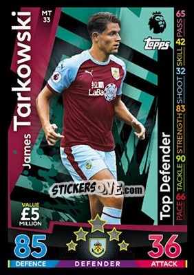 Sticker James Tarkowski - English Premier League 2018-2019. Match Attax - Topps