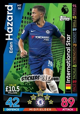 Sticker Eden Hazard - English Premier League 2018-2019. Match Attax n. MT50 - Topps