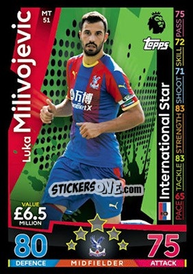 Sticker Luka Milivojevic - English Premier League 2018-2019. Match Attax n. MT51 - Topps