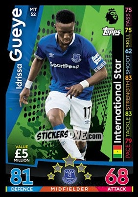 Sticker Idrissa Gueye - English Premier League 2018-2019. Match Attax n. MT52 - Topps