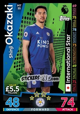 Sticker Shinji Okazaki - English Premier League 2018-2019. Match Attax n. MT55 - Topps
