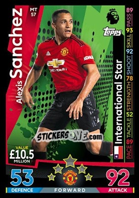 Sticker Alexis Sanchez - English Premier League 2018-2019. Match Attax n. MT57 - Topps