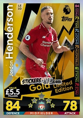 Sticker Jordan Henderson - English Premier League 2018-2019. Match Attax n. LE1g - Topps