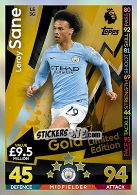 Sticker Leroy Sane - English Premier League 2018-2019. Match Attax n. LE3g - Topps
