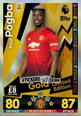 Sticker Paul Pogba - English Premier League 2018-2019. Match Attax n. LE4g - Topps