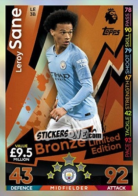 Sticker Leroy Sane - English Premier League 2018-2019. Match Attax n. LE3b - Topps