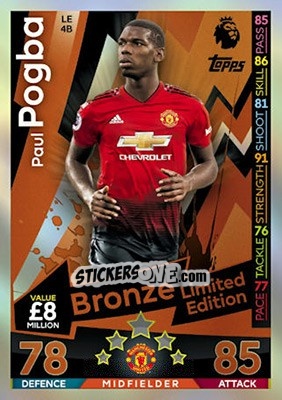 Sticker Paul Pogba - English Premier League 2018-2019. Match Attax n. LE4b - Topps