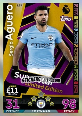 Sticker Sergio Aguero - English Premier League 2018-2019. Match Attax n. LE5 - Topps