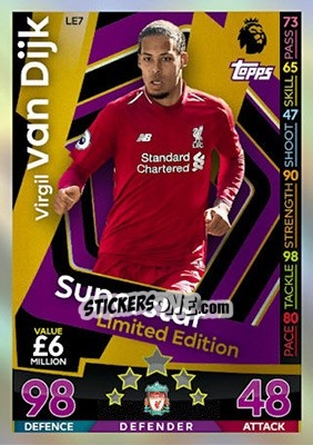 Sticker Virgil van Dijk - English Premier League 2018-2019. Match Attax n. LE7 - Topps
