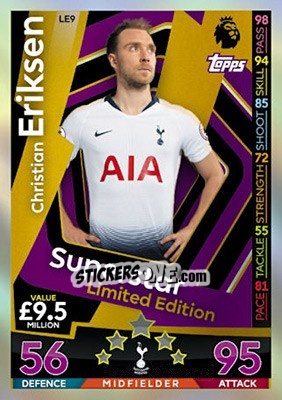 Sticker Christian Eriksen - English Premier League 2018-2019. Match Attax n. LE9 - Topps