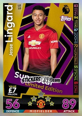 Sticker Jesse Lingard - English Premier League 2018-2019. Match Attax n. LE10 - Topps
