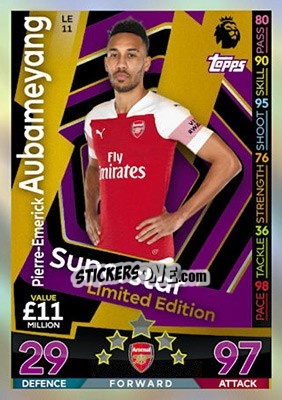 Sticker Pierre-Emerick Aubameyang - English Premier League 2018-2019. Match Attax n. LE11 - Topps