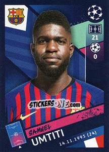 Sticker Samuel Umtiti - UEFA Champions League 2018-2019 n. 10 - Topps