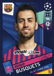 Sticker Sergio Busquets - UEFA Champions League 2018-2019 n. 15 - Topps