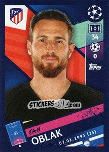 Sticker Jan Oblak - UEFA Champions League 2018-2019 n. 26 - Topps