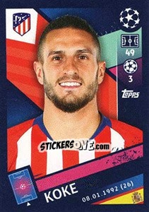 Sticker Koke - UEFA Champions League 2018-2019 - Topps