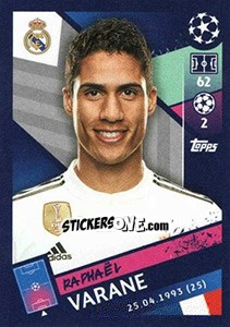 Sticker Raphaël Varane - UEFA Champions League 2018-2019 n. 49 - Topps