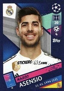 Sticker Marco Asensio - UEFA Champions League 2018-2019 n. 55 - Topps