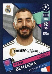 Sticker Karim Benzema - UEFA Champions League 2018-2019 n. 58 - Topps