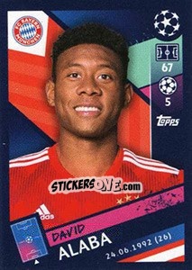 Sticker David Alaba - UEFA Champions League 2018-2019 - Topps