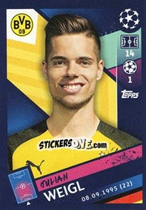 Sticker Julian Weigl - UEFA Champions League 2018-2019 n. 146 - Topps