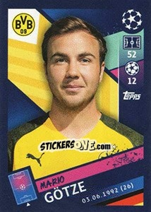 Sticker Mario Götze - UEFA Champions League 2018-2019 n. 148 - Topps