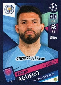 Sticker Sergio Agüero - UEFA Champions League 2018-2019 n. 172 - Topps