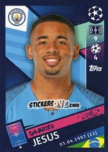 Sticker Gabriel Jesus - UEFA Champions League 2018-2019 n. 173 - Topps