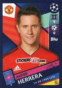 Sticker Ander Herrera - UEFA Champions League 2018-2019 n. 186 - Topps