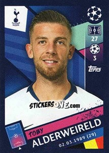 Sticker Toby Alderweireld - UEFA Champions League 2018-2019 n. 199 - Topps