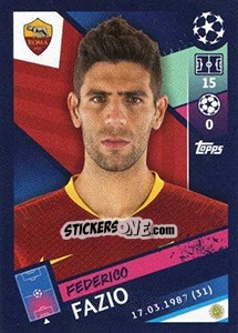 Sticker Federico Fazio - UEFA Champions League 2018-2019 n. 276 - Topps