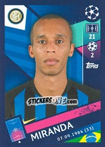 Sticker Miranda - UEFA Champions League 2018-2019 n. 293 - Topps