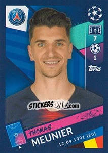 Sticker Thomas Meunier - UEFA Champions League 2018-2019 n. 316 - Topps