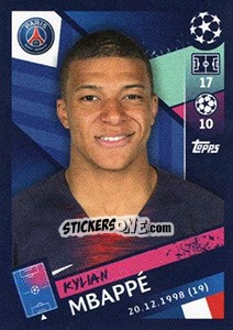Sticker Kylian Mbappé - UEFA Champions League 2018-2019 n. 324 - Topps