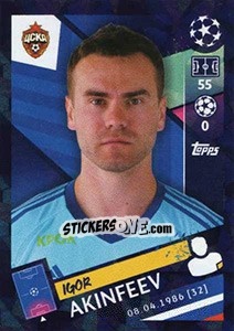 Sticker Igor Akinfeev - UEFA Champions League 2018-2019 n. 385 - Topps