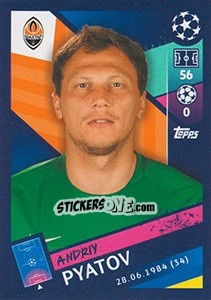 Sticker Andriy Pyatov - UEFA Champions League 2018-2019 - Topps