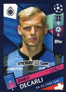 Sticker Saulo Decarli - UEFA Champions League 2018-2019 - Topps