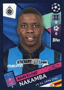 Figurina Marvelous Nakamba - UEFA Champions League 2018-2019 n. 452 - Topps
