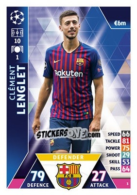 Sticker Clément Lenglet - UEFA Champions League 2018-2019. Match Attax n. 3 - Topps