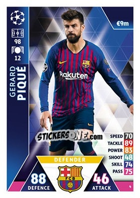 Figurina Gerard Piqué - UEFA Champions League 2018-2019. Match Attax - Topps