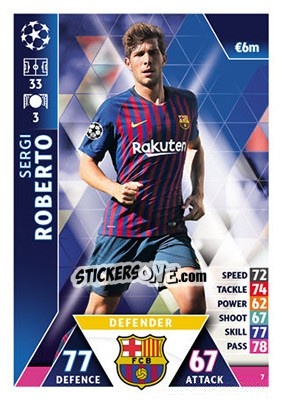 Sticker Sergi Roberto - UEFA Champions League 2018-2019. Match Attax n. 7 - Topps