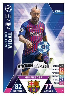 Sticker Arturo Vidal - UEFA Champions League 2018-2019. Match Attax n. 9 - Topps