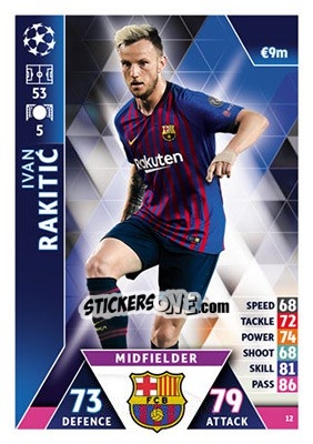 Sticker Ivan Rakitic - UEFA Champions League 2018-2019. Match Attax n. 12 - Topps