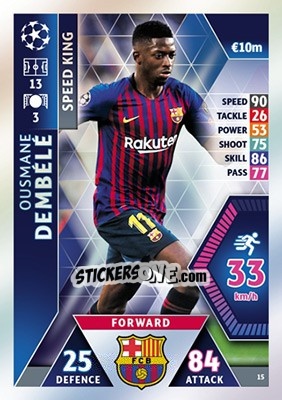 Sticker Ousmane Dembélé - UEFA Champions League 2018-2019. Match Attax - Topps