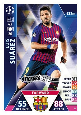 Sticker Luis Suárez - UEFA Champions League 2018-2019. Match Attax n. 16 - Topps