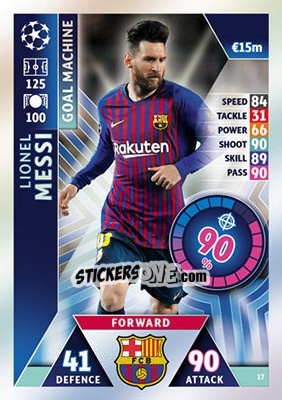Sticker Lionel Messi - UEFA Champions League 2018-2019. Match Attax n. 17 - Topps