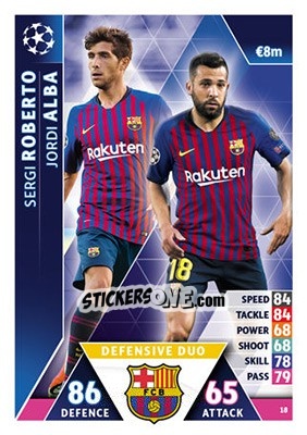 Sticker Jordi Alba / Sergi Roberto - UEFA Champions League 2018-2019. Match Attax n. 18 - Topps