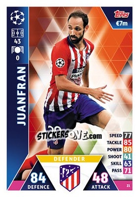 Sticker Juanfran - UEFA Champions League 2018-2019. Match Attax n. 21 - Topps