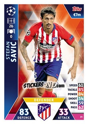 Sticker Stefan Savic - UEFA Champions League 2018-2019. Match Attax n. 25 - Topps